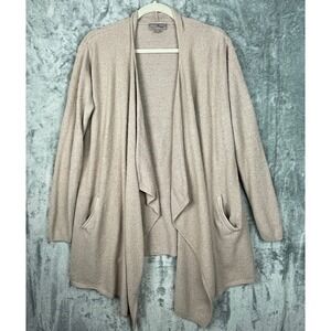 Barefoot Dreams CozyChic Lite Island Wrap Open Front Sweater Cardigan Stone L/XL